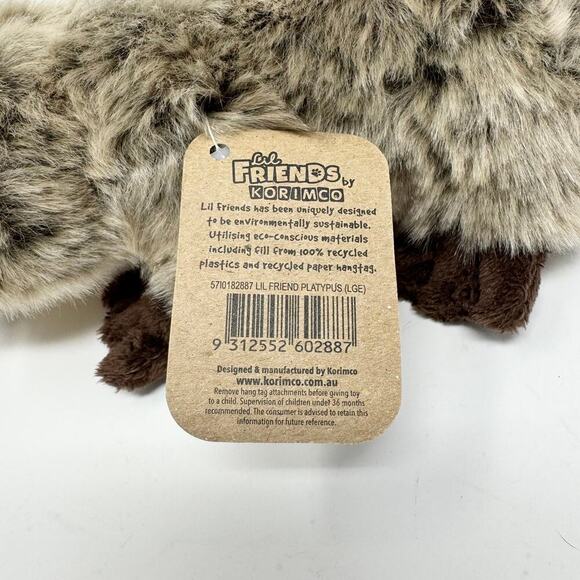Lil Friends Duck-Billed Platypus by Korimco 12" Long Plush Brown Stuffed Animal - Picture 9 of 11